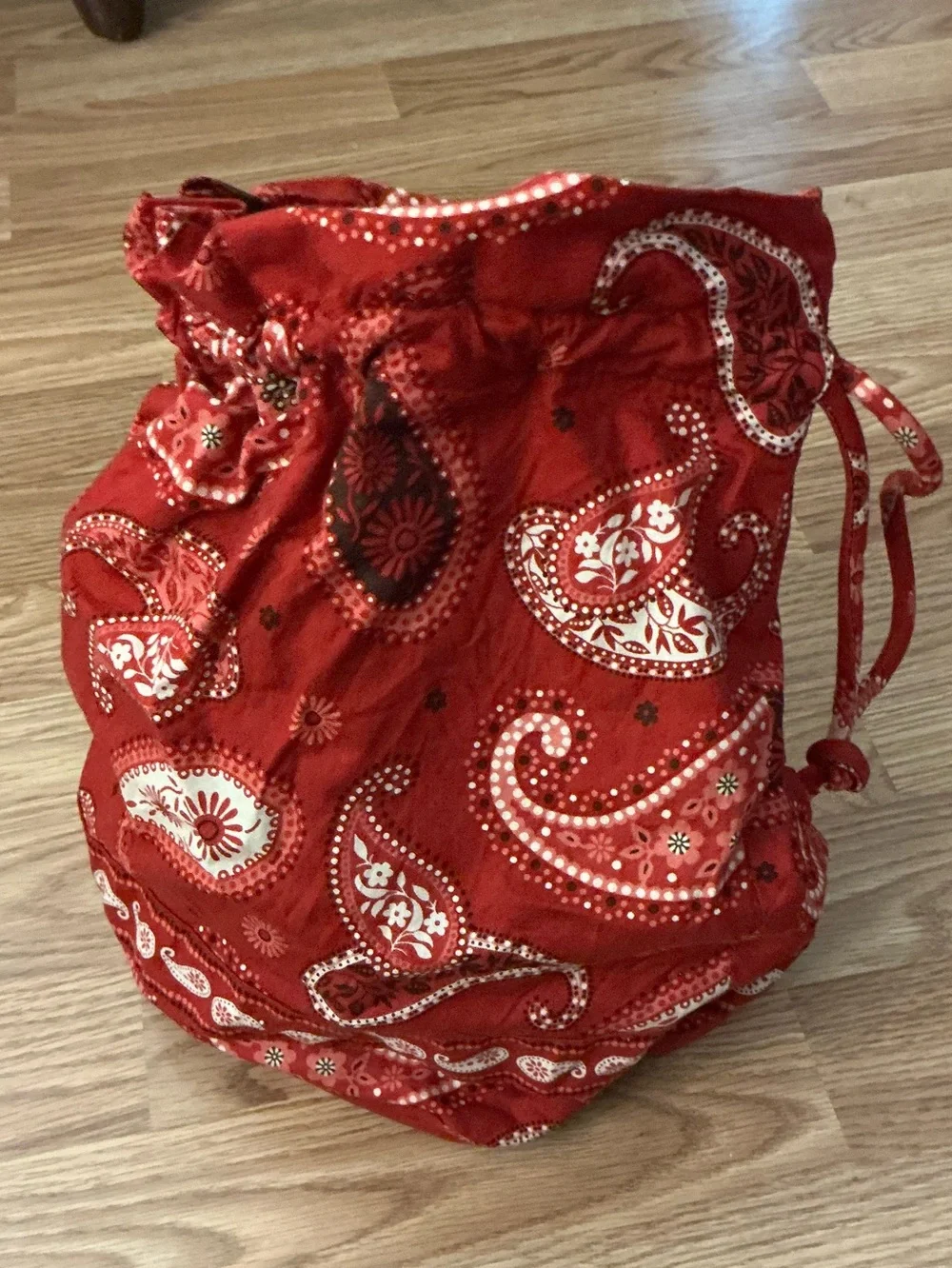Vera Bradley Retired Print Red Paisley Drawstring Pouch Bag